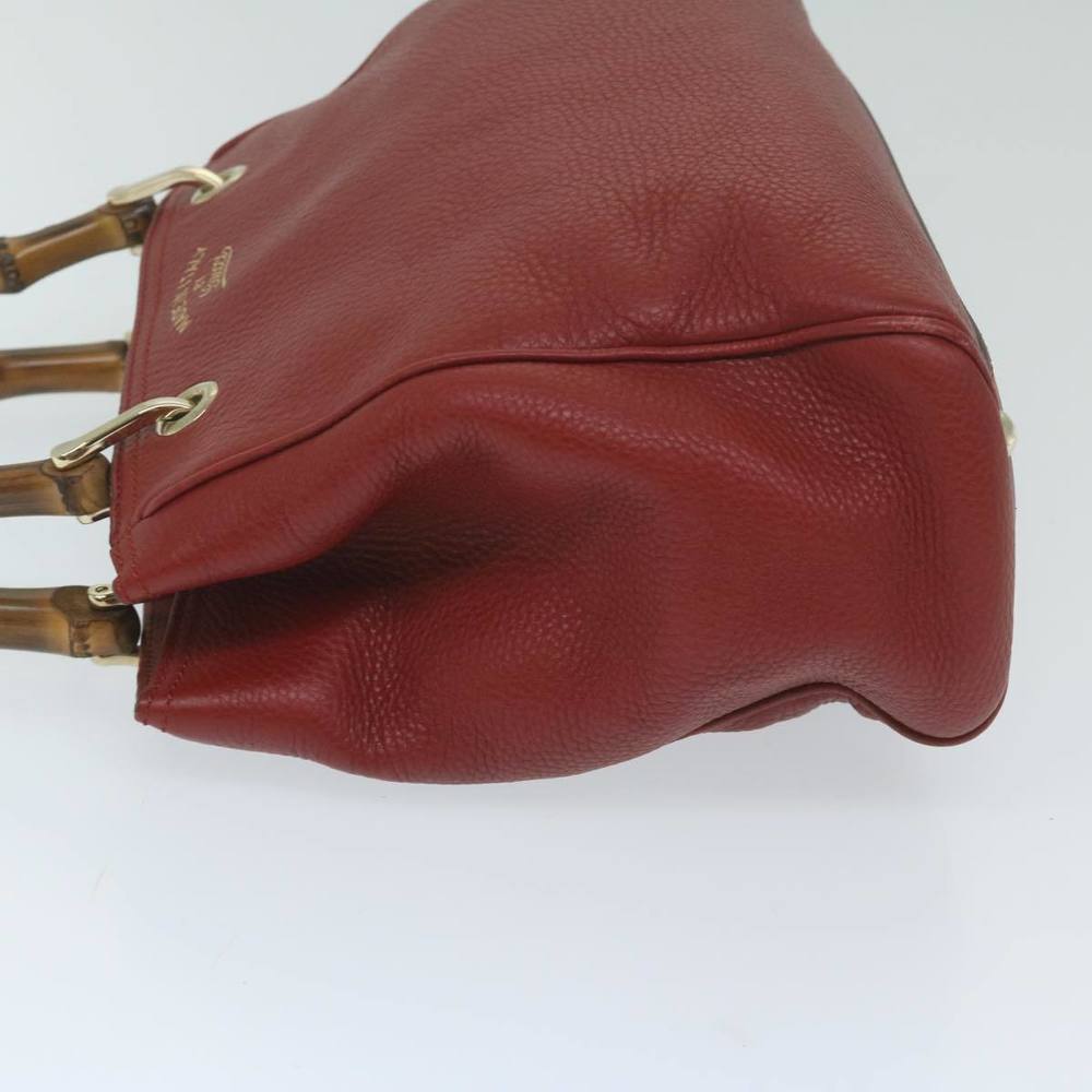 GUCCI Bamboo Hand Bag Leather Red 336032 Auth ep2891 - Picture 4 of 16